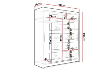 Leila Garderob 150 cm Skjutdörrar Delad Spegel - Beige/Trä/Natur - Products - Förvaring - Garderober & garderobssystem
