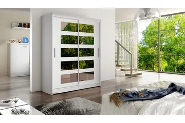 Leila Garderob 150 cm Skjutdörrar Delad Spegel - Vit - Products - Förvaring - Garderober & garderobssystem