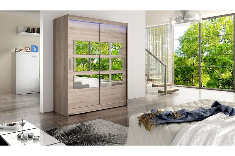 Leila Garderob med Spegel 150x200 cm - Beige - Products - Förvaring - Garderober & garderobssystem