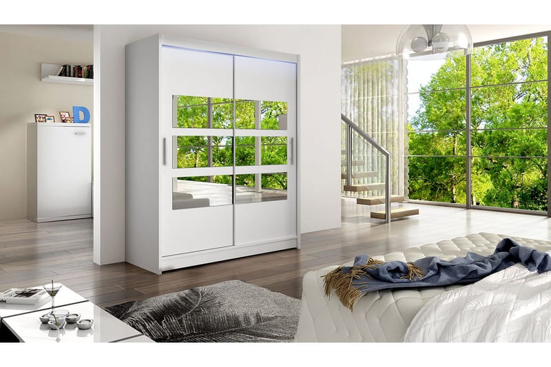 Leila Garderob med Spegel 150x200 cm - Vit - Products - Förvaring - Garderober & garderobssystem