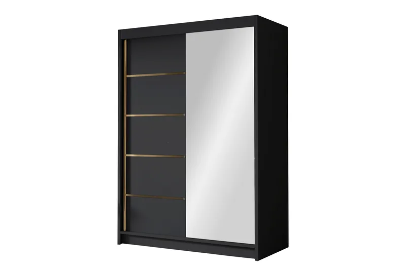 Lungos Garderob med Spegel 120x200 cm - Svart - Products - Förvaring - Garderober & garderobssystem
