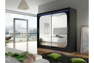 Prag Garderob med Spegel 180x215 cm - Svart - Products - Förvaring - Garderober & garderobssystem