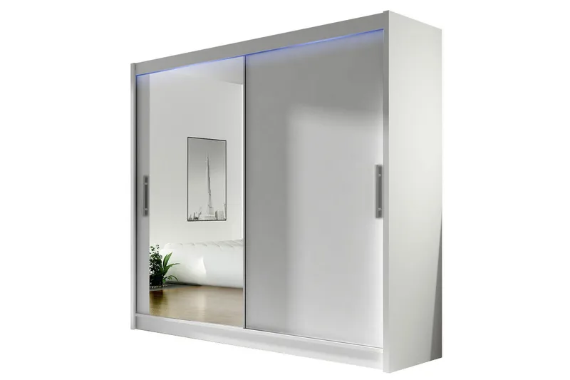 Prag Garderob med Spegel 180x215 cm, Vit