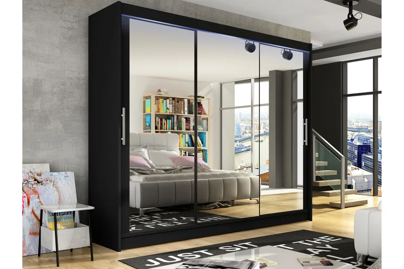 Sia Garderob med Spegel 250x215 cm - Svart - Products - Förvaring - Garderober & garderobssystem