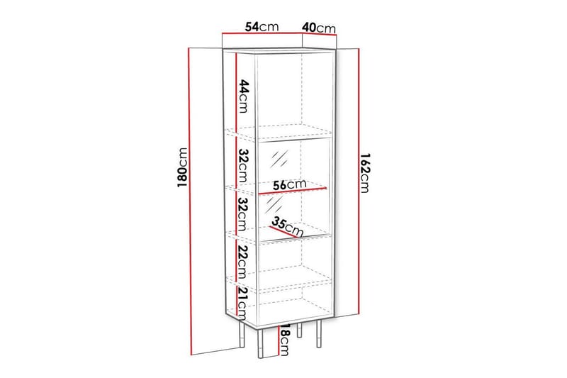 Junisk är Vitrinskåp 40 cm djup 54 cm bred 180 cm hög Mörkt Trä Glas - Svart - Products - Förvaring - Skåp - Vitrinskåp