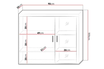 Samba Lågt Vitrinskåp RGB LED Belysning 35 cm djup 90 cm bred 111 cm hög Ljust Trä Glas - Vit - Products - Förvaring - Skåp - Vitrinskåp