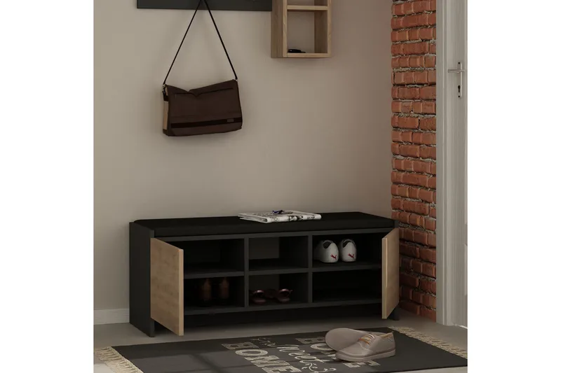 Homitis Skohylla - Grå/trä - Products - Förvaring - Skoförvaring - Skobänk & skohylla med bänk
