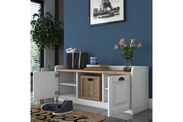 Caraway Skobänk 120x45 cm Vit/Brun - Hanah Home - Products - Förvaring - Skoförvaring - Skobänk & skohylla med bänk