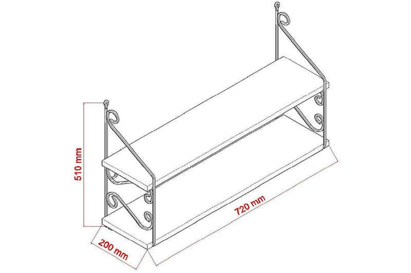 Decormet Vägghylla 2 Hyllor - Mörkbrun - Products - Förvaring - Småförvaring - Väggförvaring