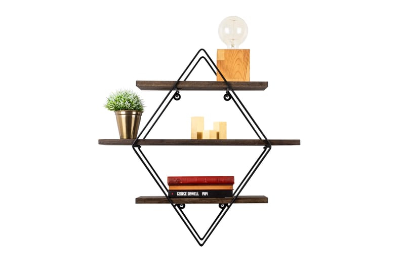 Gyllenlack Vägghylla 60x15 cm 3 Hyllor - Svart/Mörkbrun - Products - Förvaring - Småförvaring - Väggförvaring