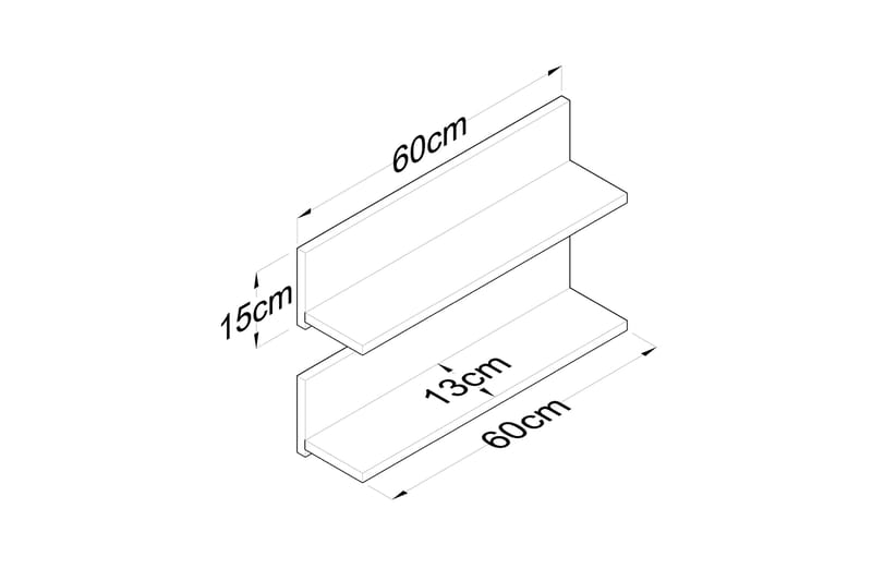 Ramulu Vägghylla 60 cm - Valnöt/Vit - Products - Förvaring - Småförvaring - Väggförvaring