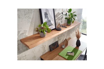 Vägghylla Wohnling träkant, massivt trä, flytande hylla, lantlig stil 140 cm - 140 cm - Products - Förvaring - Småförvaring - Väggförvaring