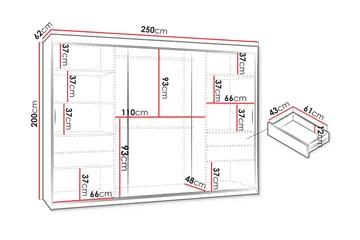 Tallmo Garderob m. Spegel 250x200 cm - Grön - Products - Förvaring - Garderober & garderobssystem