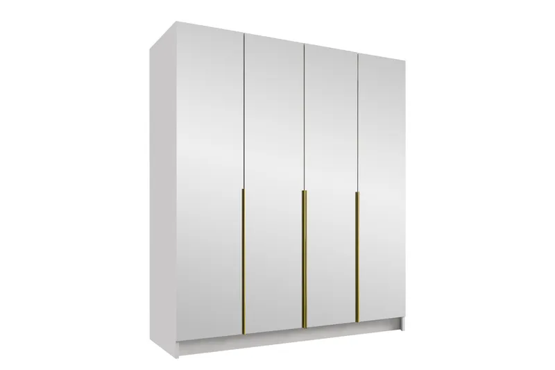 Vadstena Garderob med Spegel 200 cm, Vit/Guld