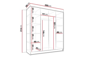 Vadstena Garderob med Spegel 200 cm - Vit/Svart - Products - Förvaring - Garderober & garderobssystem