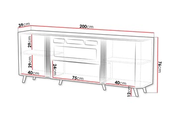 Clement Byrå 200 cm - Beige - Products - Inredning - Kaminer - Kamin utan skorsten - Elkamin