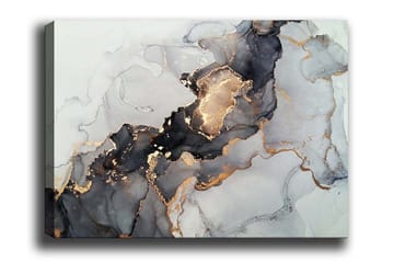 Canvastavla - Abstrakt komposition med svarta och gyllene inslag - Svart / Guld / Grå - Products - Inredning - Tavlor & posters - Canvastavla