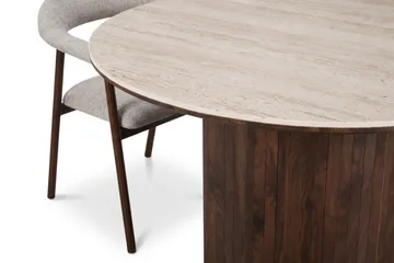 Arvo Matgrupp runt 120 cm Travertinlook med 4 Ronja Matstolar - Valnöt - Products - Möbler - Bord & matgrupp - Matgrupp