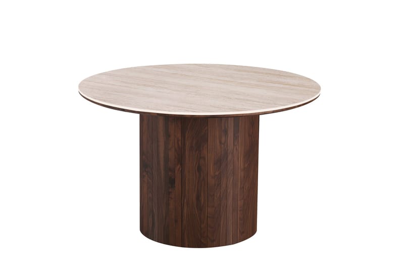 Arvo Matgrupp runt 120 cm Travertinlook med 4 Ronja Matstolar - Valnöt - Products - Möbler - Bord & matgrupp - Matgrupp