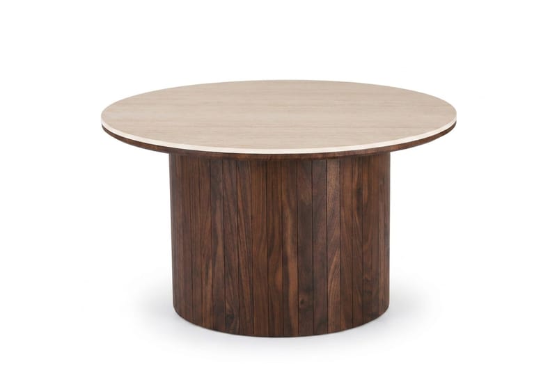 Arvo Soffbord Rund 80 cm Travertinlook - Valnöt - Products - Möbler - Bord & matgrupp - Soffbord