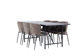 Astrid Matgrupp 200 cm Rektangulär med 6 Modesto stolar - Svart - Products - Möbler - Bord & matgrupp - Matgrupp