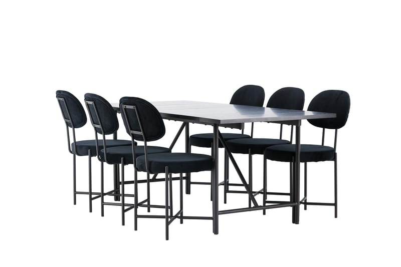 Astrid Matgrupp 200 cm Rektangulär med 6 Stella stolar - Svart - Products - Möbler - Bord & matgrupp - Matgrupp