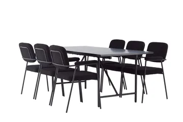 Astrid Matgrupp 200 cm Rektangulär med 6 Yesterday stolar - Svart - Products - Möbler - Bord & matgrupp - Matgrupp