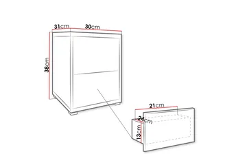 Agawal Sängbord 30 cm - Brun - Products - Möbler - Bord & matgrupp - Avlastningsbord & sidobord - Sängbord & nattduksbord