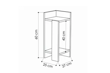 Decorta Sängbord 27 cm med Förvaring Hyllor Vänster - Grå/Brun - Products - Möbler - Bord & matgrupp - Avlastningsbord & sidobord - Sängbord & nattduksbord