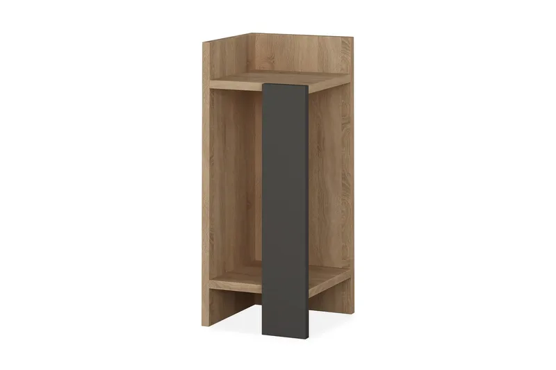 Decorta Sängbord 27 cm med Förvaring Hyllor Vänster, Grå/Brun