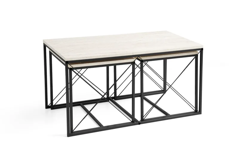 Defneia Soffbord 100 cm - Svart/Marmor - Products - Möbler - Bord & matgrupp - Avlastningsbord & sidobord - Satsbord