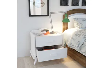 Hejde Sängbord 60 cm med Förvaring 2 Lådor - Vit - Products - Möbler - Bord & matgrupp - Avlastningsbord & sidobord - Sängbord & nattduksbord