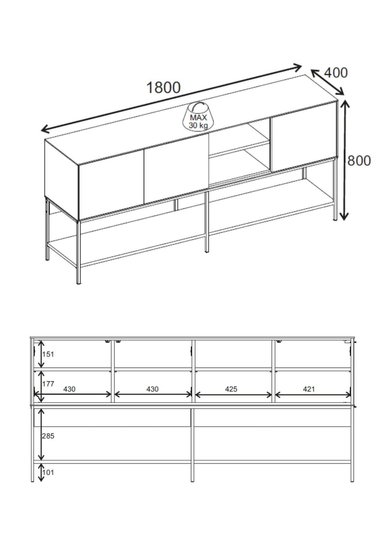 Kenvor Konsol 180x80x40 cm - Milano Walnut, Wood Black, Black - Products - Möbler - Bord & matgrupp - Avlastningsbord & sidobord - Konsolbord & hallbord