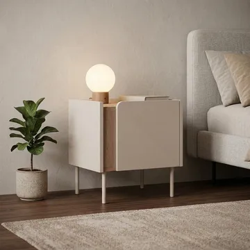 Lomar Nattduksbord 45,5x47,8x35 cm - Naturlig ek, sandsten - Products - Möbler - Bord & matgrupp - Avlastningsbord & sidobord - Sängbord & nattduksbord