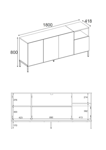 Morlen Konsol 180x80x41,8 cm - Natural Oak, Wood Black, Sandstone - Products - Möbler - Bord & matgrupp - Avlastningsbord & sidobord - Konsolbord & hallbord