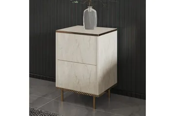 Nattduksbord Imaj Travertin / Rany - Beige/Guld - Products - Möbler - Bord & matgrupp - Avlastningsbord & sidobord - Sängbord & nattduksbord