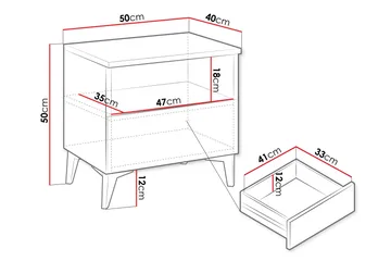 Royston Sängbord 50 cm - Beige - Products - Möbler - Bord & matgrupp - Avlastningsbord & sidobord - Sängbord & nattduksbord