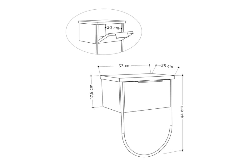 Sängbord 33 cm - Ljusbrun - Products - Möbler - Bord & matgrupp - Avlastningsbord & sidobord - Sängbord & nattduksbord