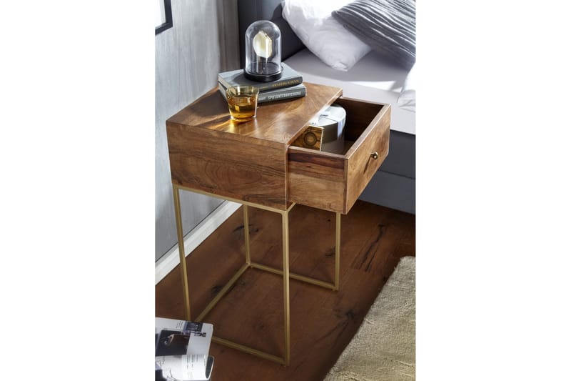 Seddik Sängbord 35 cm Rektangulär - Guld/Brun - Products - Möbler - Bord & matgrupp - Avlastningsbord & sidobord - Sängbord & nattduksbord