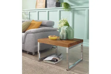 Sido bord Wohnling massivt trä, kvadratisk med metallkromben, herrgårdsstil 60x60 cm - 60x60 cm - Products - Möbler - Bord & matgrupp - Avlastningsbord & sidobord - Brickbord & småbord