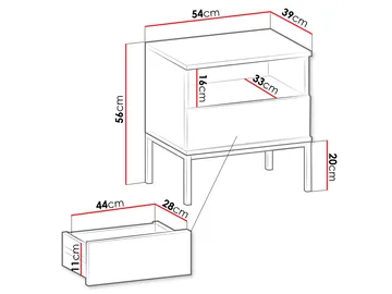 Tenorio Sängbord 54 cm - Beige - Products - Möbler - Bord & matgrupp - Avlastningsbord & sidobord - Sängbord & nattduksbord