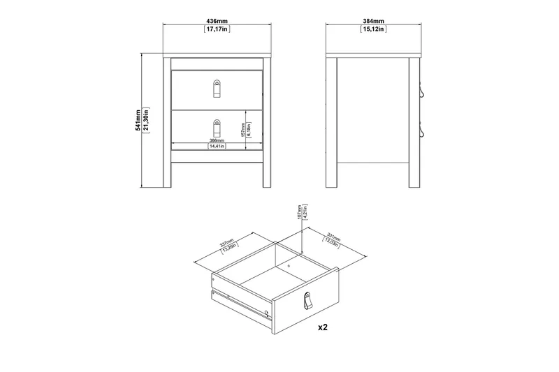 Vallvidera Sängbord 44 cm - Svart - Products - Möbler - Bord & matgrupp - Avlastningsbord & sidobord - Sängbord & nattduksbord