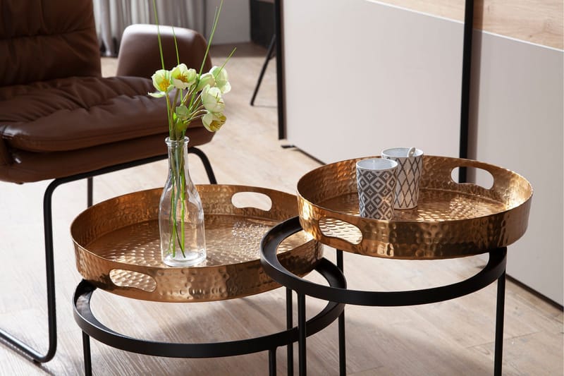 Wilhem Satsbord 46 cm Rund - Guld - Products - Möbler - Bord & matgrupp - Avlastningsbord & sidobord - Satsbord