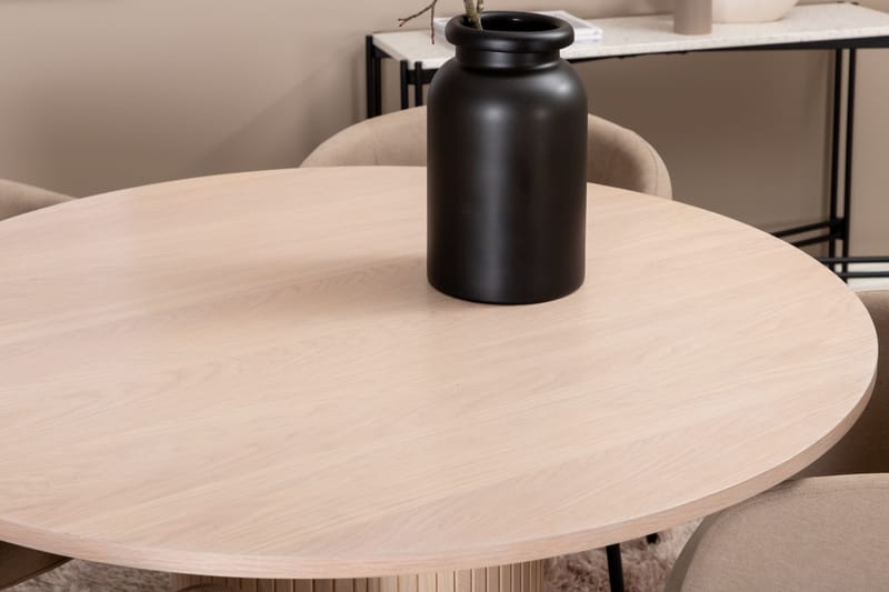 Bianca Matgrupp 110 cm Rund med 4 Berit stolar - Beige - Products - Möbler - Bord & matgrupp - Matgrupp