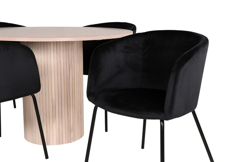 Bianca Matgrupp 110 cm Rund med 4 Berit stolar - Svart - Products - Möbler - Bord & matgrupp - Matgrupp