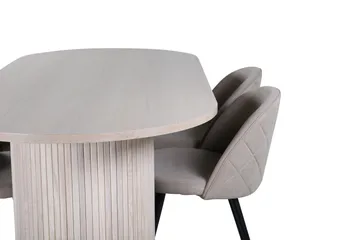 Bianca Matgrupp 200 cm Oval med 4 Velvet stolar - Beige - Products - Möbler - Bord & matgrupp - Matgrupp