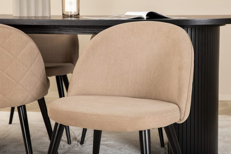 Bianca Matgrupp 200 cm Oval med 4 Velvet stolar - Beige - Products - Möbler - Bord & matgrupp - Matgrupp