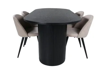 Bianca Matgrupp 200 cm Oval med 4 Velvet stolar - Beige - Products - Möbler - Bord & matgrupp - Matgrupp