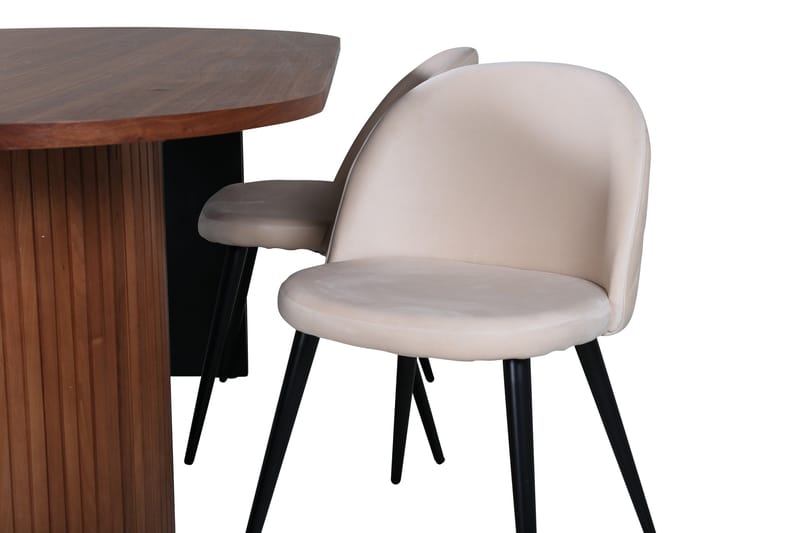 Bianca Matgrupp 200 cm Oval med 4 Velvet stolar - Svart - Products - Möbler - Bord & matgrupp - Matgrupp