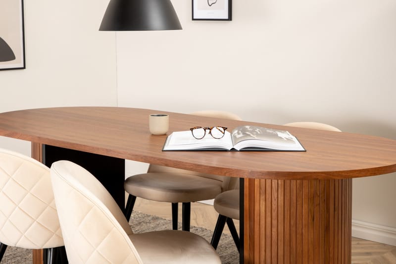Bianca Matgrupp 200 cm Oval med 4 Velvet stolar - Svart - Products - Möbler - Bord & matgrupp - Matgrupp